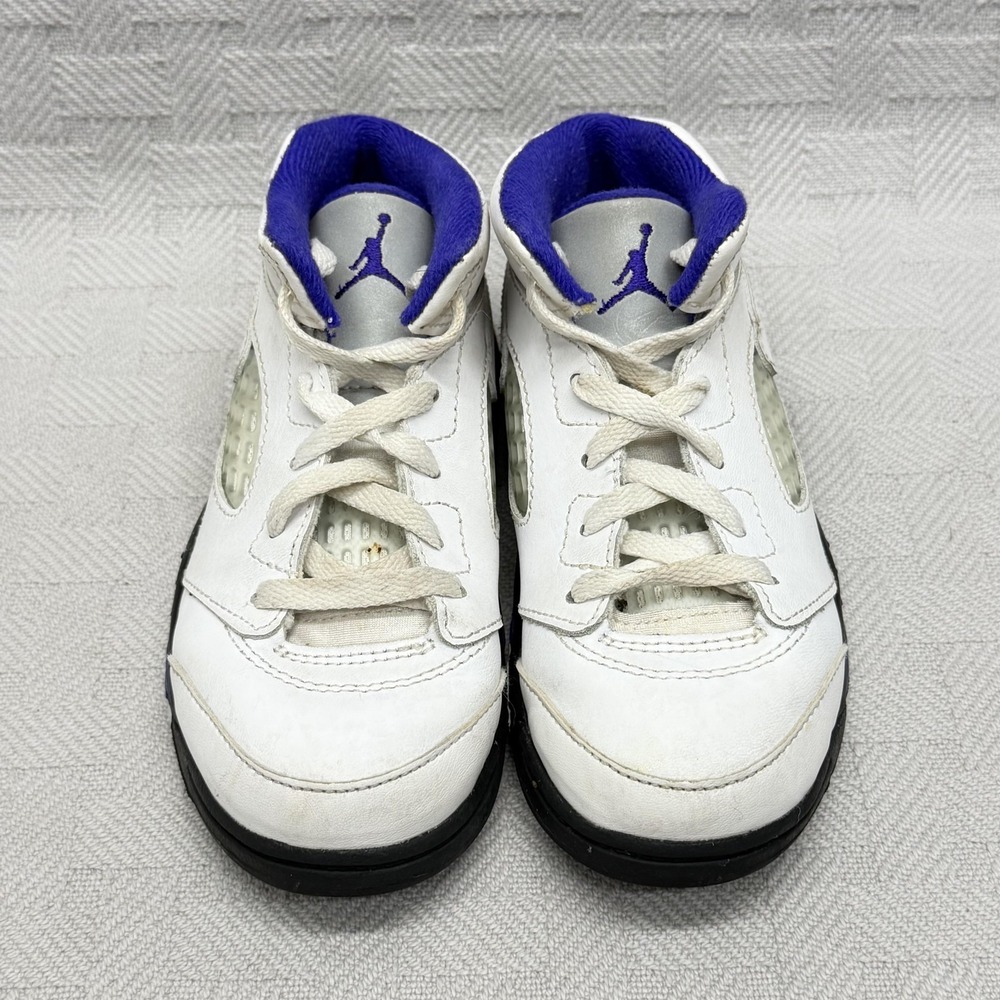 Air Jordan 5 Retro TD Dark Concord Shoes Kids Size 10 White Leather 40890-141 - Picture 2 of 9